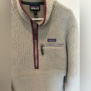 Patagonia Gray and Burgundy Fleece Jacket Size Large